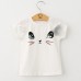 2Pcs Kid Girls Cute Cat Pattern Short Sleeve T-shirt Butterfly Tutu Skirt