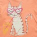 2015 New Little Maven  Baby Girl Children Cat Orange Cotton Short Sleeve T-shirt