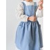 Children Girls Japanese Style Gardening Cooking Cotton Linen Aprons Dress with Pockets
