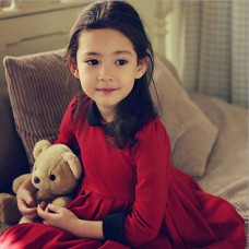 Girls Classic Style Long Sleeve Thick Winter Dress Kids Clothing