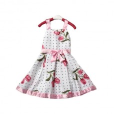 Girls Kid Tutu Princess Sleeveless Dress Ribbon Bow Floral Outfit
