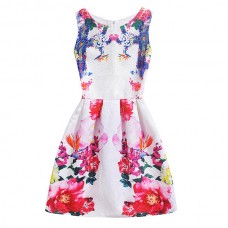 Kid Girls Sleeveless O-Neck Printed Dress