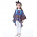 Kid Girls Peacock Printed Round Neck Bell-Sleeve Tops