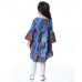 Kid Girls Peacock Printed Round Neck Bell-Sleeve Tops