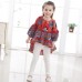 Kid Girls Peacock Printed Round Neck Bell-Sleeve Tops