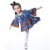 Kid Girls Peacock Printed Round Neck Bell-Sleeve Tops