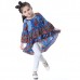Kid Girls Peacock Printed Round Neck Bell-Sleeve Tops