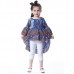Kid Girls Peacock Printed Round Neck Bell-Sleeve Tops