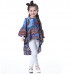 Kid Girls Peacock Printed Round Neck Bell-Sleeve Tops