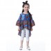 Kid Girls Peacock Printed Round Neck Bell-Sleeve Tops