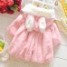 Baby Kid Girl Rabbit Ears Bowknot Pure Color Hooded Cloak Coat