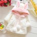 Baby Kid Girl Rabbit Ears Bowknot Pure Color Hooded Cloak Coat