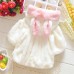 Baby Kid Girl Rabbit Ears Bowknot Pure Color Hooded Cloak Coat