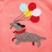 2015 New Little Maven Baby Girl Children Dog Red Cotton Short Sleeve T-shirt Top