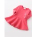 Girls Velvet Cotton Pure Color Lotus Leaf Edge Long Sleeve Kids Dress