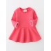 Girls Velvet Cotton Pure Color Lotus Leaf Edge Long Sleeve Kids Dress