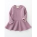 Girls Velvet Cotton Pure Color Lotus Leaf Edge Long Sleeve Kids Dress