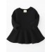 Girls Velvet Cotton Pure Color Lotus Leaf Edge Long Sleeve Kids Dress