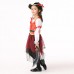 4Pcs Halloween Kid Girls Long Sleeve Pirate Cosplay Costume
