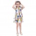 Kid Girls Short Sleeve Cartoon Pattern Printed Dress