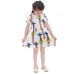 Kid Girls Short Sleeve Cartoon Pattern Printed Dress