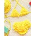 Cute Girls Halter Fluffy Lace-trim Bikini Bowknot Three Pieces Bathing Swimsuit