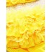 Cute Girls Halter Fluffy Lace-trim Bikini Bowknot Three Pieces Bathing Swimsuit