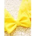 Cute Girls Halter Fluffy Lace-trim Bikini Bowknot Three Pieces Bathing Swimsuit