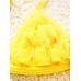 Cute Girls Halter Fluffy Lace-trim Bikini Bowknot Three Pieces Bathing Swimsuit