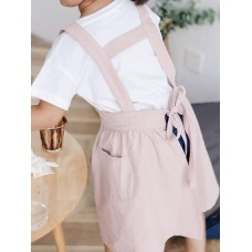 Children Girls Japanese Style Gardening Cooking Cotton Linen Aprons Pockets Dress