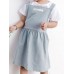 Children Girls Japanese Style Gardening Cooking Cotton Linen Aprons Pockets Dress