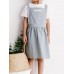 Children Girls Japanese Style Gardening Cooking Cotton Linen Aprons Pockets Dress