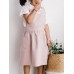 Children Girls Japanese Style Gardening Cooking Cotton Linen Aprons Pockets Dress
