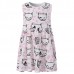 Cute Kid Girls Sleeveless Cartoon Cat Printed Dress