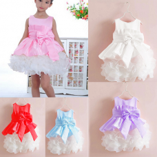 Children Girls Princess Big Bowknot Stitching Styles Dress