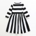 Kid Girls Casual Long Sleeve Striped Dress with Pocket