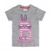 2015 New Summer Baby Girl Children Rabbit Gley Cotton Short Sleeve T-shirt Tee