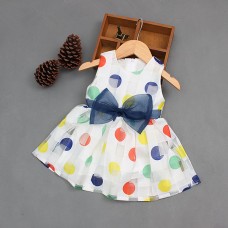 Sweet Kids Girls Big Bowknot Polka Dot Sleeveless Princess Dresses