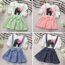 New Baby Kids Girl Cotton Long Sleeve Polka Dots Party Princess Dress