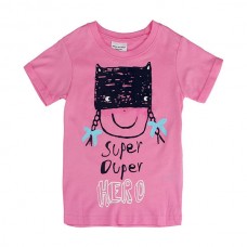 2015 New Summer Baby Girl Children Pink Cotton Short Sleeve T-shirt