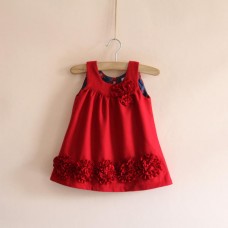 Baby Children Girls Woolen Disk Flowers Vest Dress