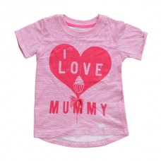2015 New Little Maven Summer Baby Girl Children Heart Pink Cotton Short Sleeve T-shirt