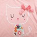 2015 New Little Maven Summer Baby Girl Children Cat Pink Cotton Short Sleeve T-shirt Top