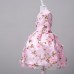 Pink Kids Girl Floral Sleeveless O-Neck Princess Party Dress