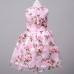 Pink Kids Girl Floral Sleeveless O-Neck Princess Party Dress