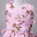 Pink Kids Girl Floral Sleeveless O-Neck Princess Party Dress