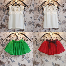 Baby Girls Flower Sheer Sleeveless Dress Top Skirt Set