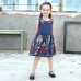 Baby Kid Girls Floral Embroidered Sleeveless Denim Dress
