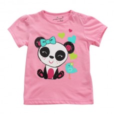 Little Maven Baby Girl Children Panda Red Cotton Short Sleeve T-shirt Top