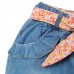 Girl Denim Shorts Children Jeans Pants With Flower Belt